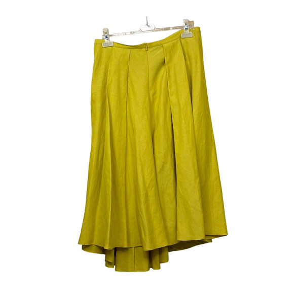 LaFayette 148 Silk Linen Drape Front Skirt, Bright Citrine, 12, asymmetrical - Picture 2 of 7